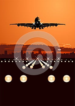 Vector airliner at skyline