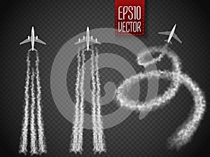 Vector Airplane with condensation trail illustration.