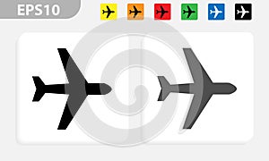 Airplane vector icon eps black and colored