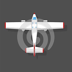 Vector airplane illustration top view and aircraft transportation travel way design journey object.