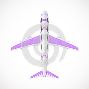 A vector airplane top view. Vector illustration on white background