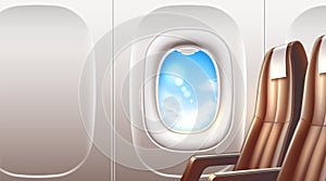 Vector airplane window porthole travel and tourism