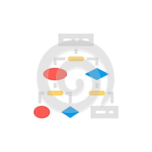 Vector algorithm, coding block schemes white line icon.