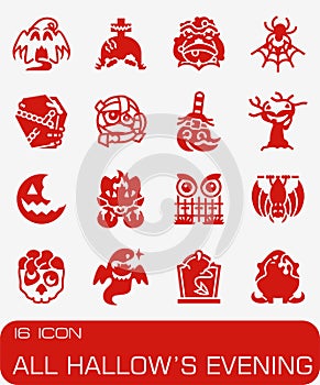 Vector All Hallows Evening icon set