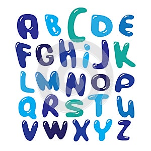 Vector Alphabet blue bubbles Set illustration