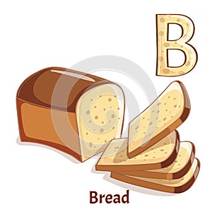 Vector alphabet letter B. Bread