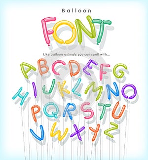 Vector alphabet letters shaped from skinny balloons