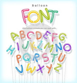 Vector alphabet letters shaped from skinny balloons photo