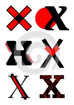 Vector alphabet X logos and icons