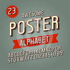 Vector alphabet modern retro bold font