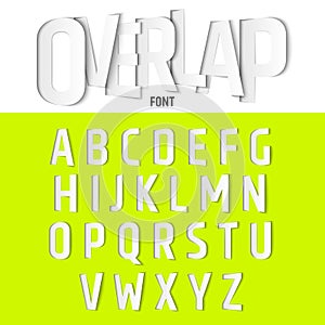 Vector Alphabet with Ovelapping Letters, Modern Paper Cut Font Style.