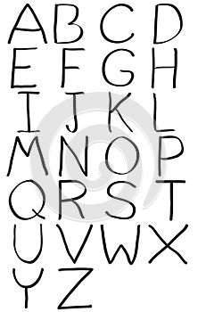 Vector Alphabet A to Z Freehand. Fonts Doodle