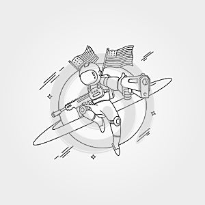 Vector of american astronaut with gun background symbol illustration design