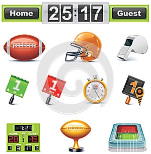 Vector American football / gridiron icon set. Part photo