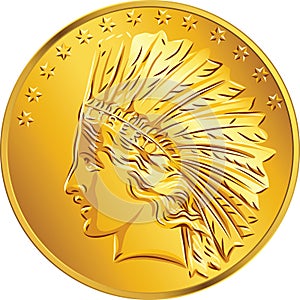 Vector American money gold coin dollar