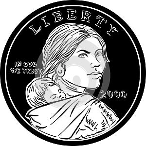 Vector American Sacagawea dollar gold coin photo