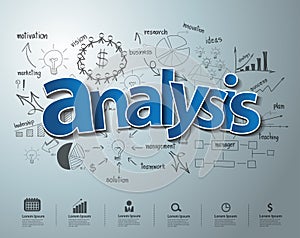 Vector analysis text with creative drawing charts