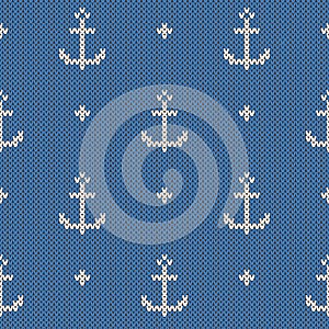 Vector anchor pattern on the wool knitted texture