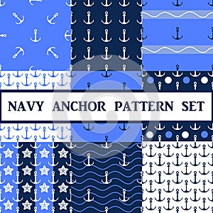 Vector anchor seamless pattern set