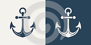 Vector Anchors. Anchor Silhouette Icon Set. Anchor with Outline. Anchor Design Template. Vector Illustration