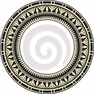 Vector ancient gold and black Egyptian round ornament.