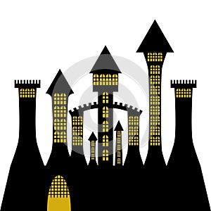 Vector ancient gothic castle black silhouette