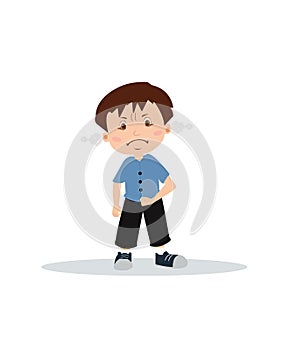 Vector of an angry boy expressing frustration and frowning