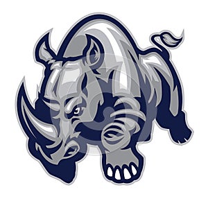 Angry charging rhino