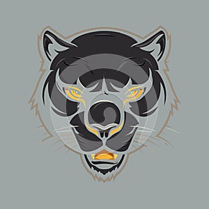 Vector of an angry panther head on black background. Wild Animals. Angry Black Panther with open mouth. Panther mascot