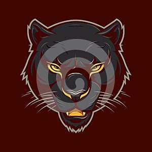 Vector of an angry panther head on red background. Wild Animals. Angry Black Panther with open mouth. Panther mascot