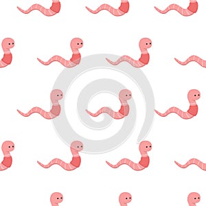 Vector Animal Earth Red Worms Seamless Pattern on White Background Cute chaeacter