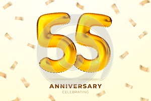 Vector anniversary golden ballons number 55