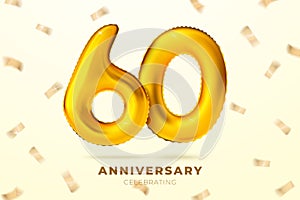 Vector anniversary golden ballons number 60