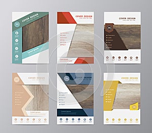 Vector annual report brochure flyer design template wood texture