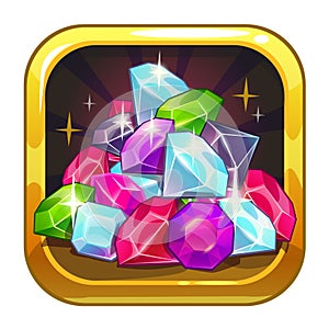 Vector app icon with colorful shiny jewels