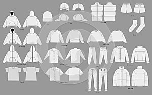 Vector Apparel Mockup Collection. Men's t-shirt design template. White cap Mockup, realistic style. Hat blank template,