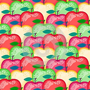 Vector Apple seamless pattern. Apples of different colors.