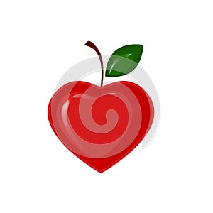 Vector apple in the shape of heart