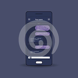 Vector application with chat boxes. Messenger. Message box. Duologue window