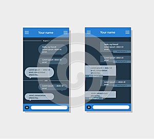 Vector application with chat boxes. Messenger. Message box. Duologue window
