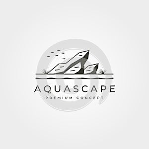 Vector of aquascape aquarium logo vintage symbol illustration design