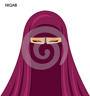 Vector - arab niqab style, beautiful arabic muslim woman - Illu