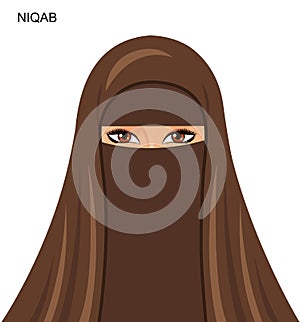 Vector - arab niqab style, beautiful arabic muslim woman - Illu