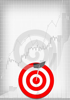 Vector : Archery target and arrow with business graph on gray background