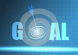 Vector : Archery target and arrow with GOAL on blue background