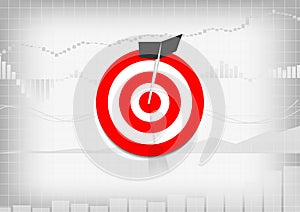 Vector : Archery target and business  graph on gray background