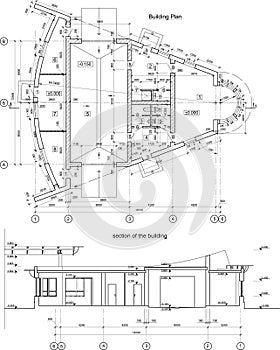 Vector architectural black and white drawing