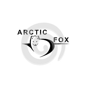 Vector arctic fox silhouette view side for retro logos, emblems, badges, labels template vintage design element. Isolated on white