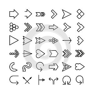 Vector arrow thin line icon set. Flat design