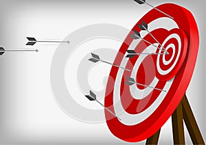 Vector : Arrows and archery targets on gray background